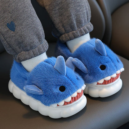 Kids Shark Slippers – Warm Plush Winter Indoor Shoes with Non-Slip Sole