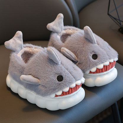 Kids Shark Slippers – Warm Plush Winter Indoor Shoes with Non-Slip Sole