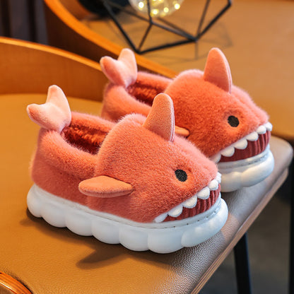 Kids Shark Slippers – Warm Plush Winter Indoor Shoes with Non-Slip Sole