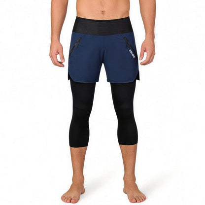 Men’s 2-in-1 Cycling Capri Pants with Padding, Multi-Pocket MTB Shorts