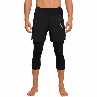 Men’s 2-in-1 Cycling Capri Pants with Padding, Multi-Pocket MTB Shorts