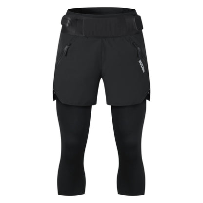 Men’s 2-in-1 Cycling Capri Pants with Padding, Multi-Pocket MTB Shorts