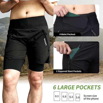 Men’s 2-in-1 MTB Cycling Shorts – Padded, Breathable, Quick-Dry, Multi-Pocket