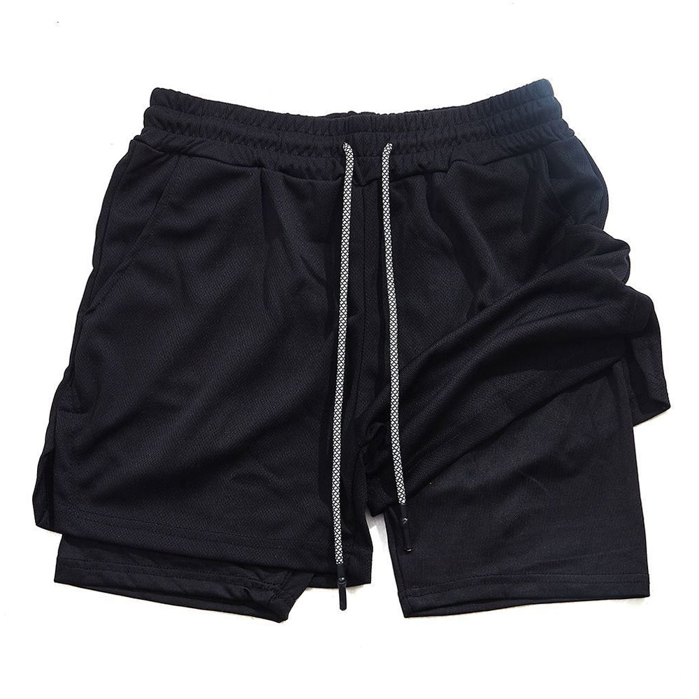 Men’s 2 in 1 Running Shorts with Phone Pocket Gym Workout Shorts