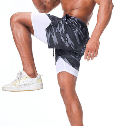 Men’s 2 in 1 Running Shorts with Phone Pocket Gym Workout Shorts