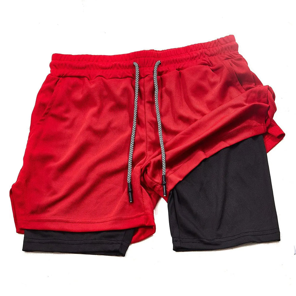 Men’s 2 in 1 Running Shorts with Phone Pocket Gym Workout Shorts
