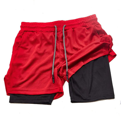 Men’s 2 in 1 Running Shorts with Phone Pocket Gym Workout Shorts