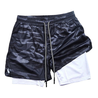 Men’s 2 in 1 Running Shorts with Phone Pocket Gym Workout Shorts