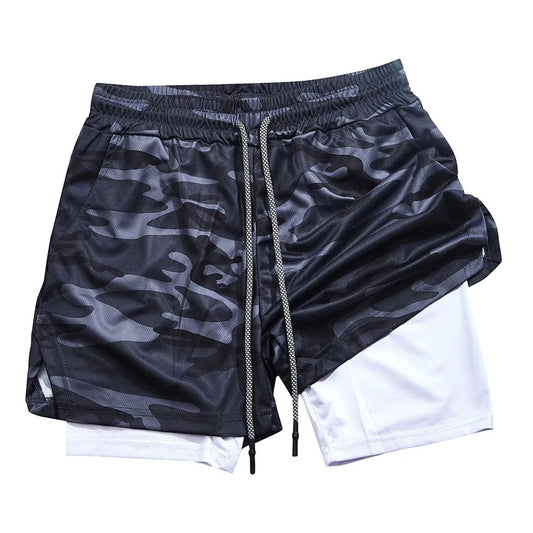 Men’s 2 in 1 Running Shorts with Phone Pocket Gym Workout Shorts