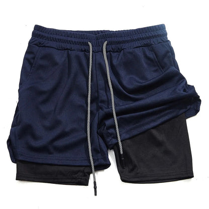 Men’s 2 in 1 Running Shorts with Phone Pocket Gym Workout Shorts