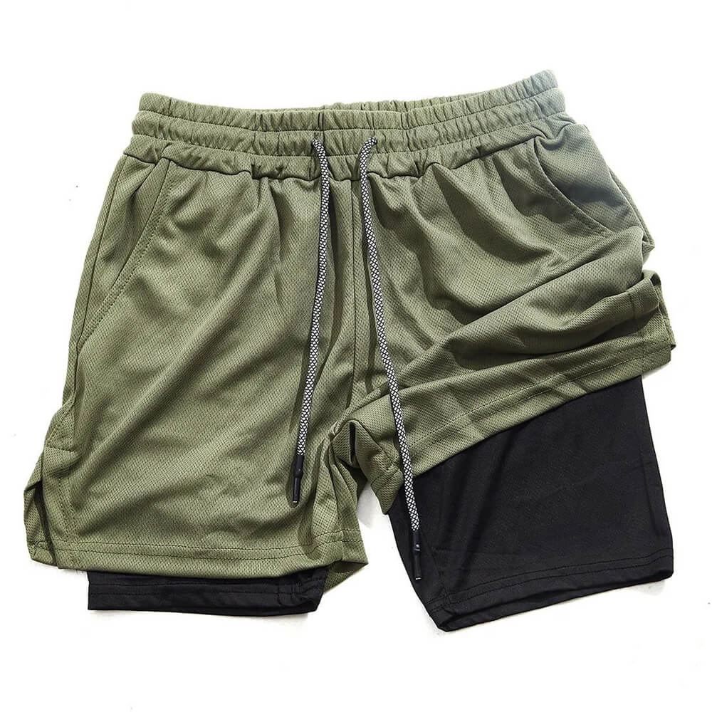 Men’s 2 in 1 Running Shorts with Phone Pocket Gym Workout Shorts