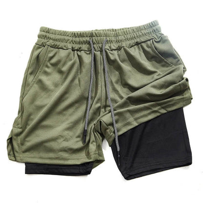 Men’s 2 in 1 Running Shorts with Phone Pocket Gym Workout Shorts