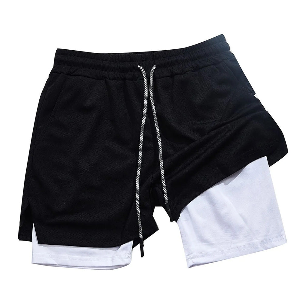 Men’s 2 in 1 Running Shorts with Phone Pocket Gym Workout Shorts