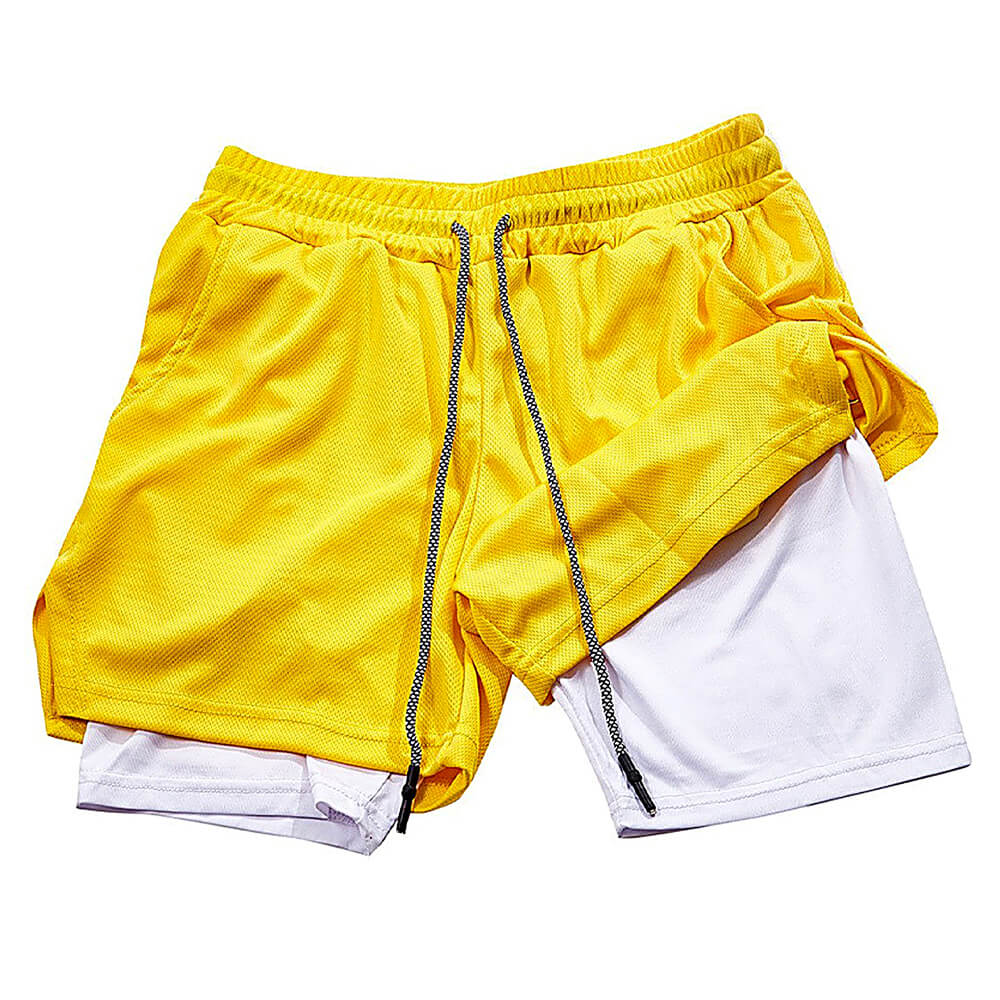 Men’s 2 in 1 Running Shorts with Phone Pocket Gym Workout Shorts
