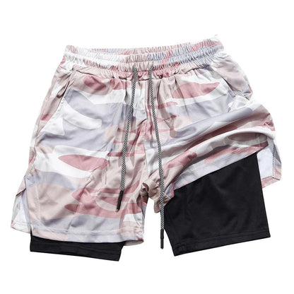 Men’s 2 in 1 Running Shorts with Phone Pocket Gym Workout Shorts