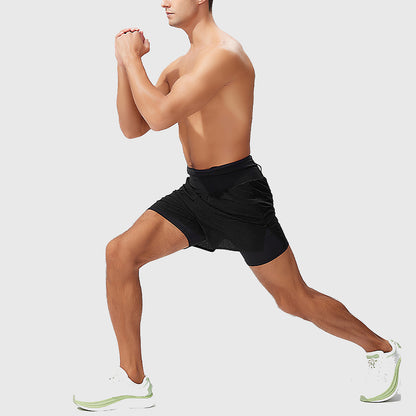 Men’s 2 in 1 Running Shorts with Phone Pocket – Quick Dry Gym Workout Shorts