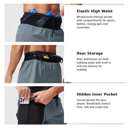 Men’s 2 in 1 Running Shorts with Phone Pocket – Quick Dry Gym Workout Shorts