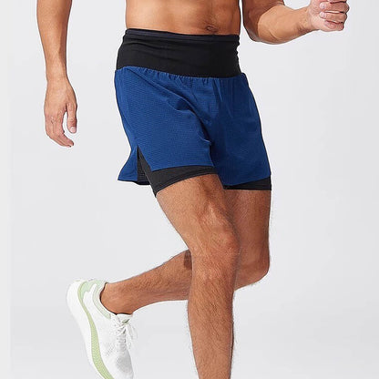Men’s 2 in 1 Running Shorts with Phone Pocket – Quick Dry Gym Workout Shorts