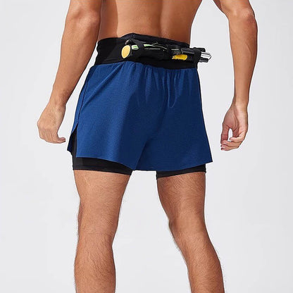 Men’s 2 in 1 Running Shorts with Phone Pocket – Quick Dry Gym Workout Shorts