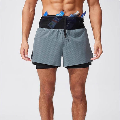 Men’s 2 in 1 Running Shorts with Phone Pocket – Quick Dry Gym Workout Shorts