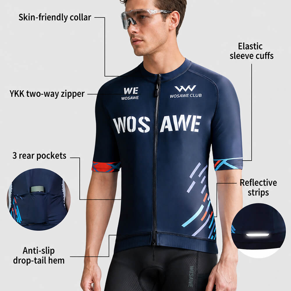 Men’s Breathable Cycling Jersey – Quick-Dry, Stretch Fit, Short Sleeve Bike Top
