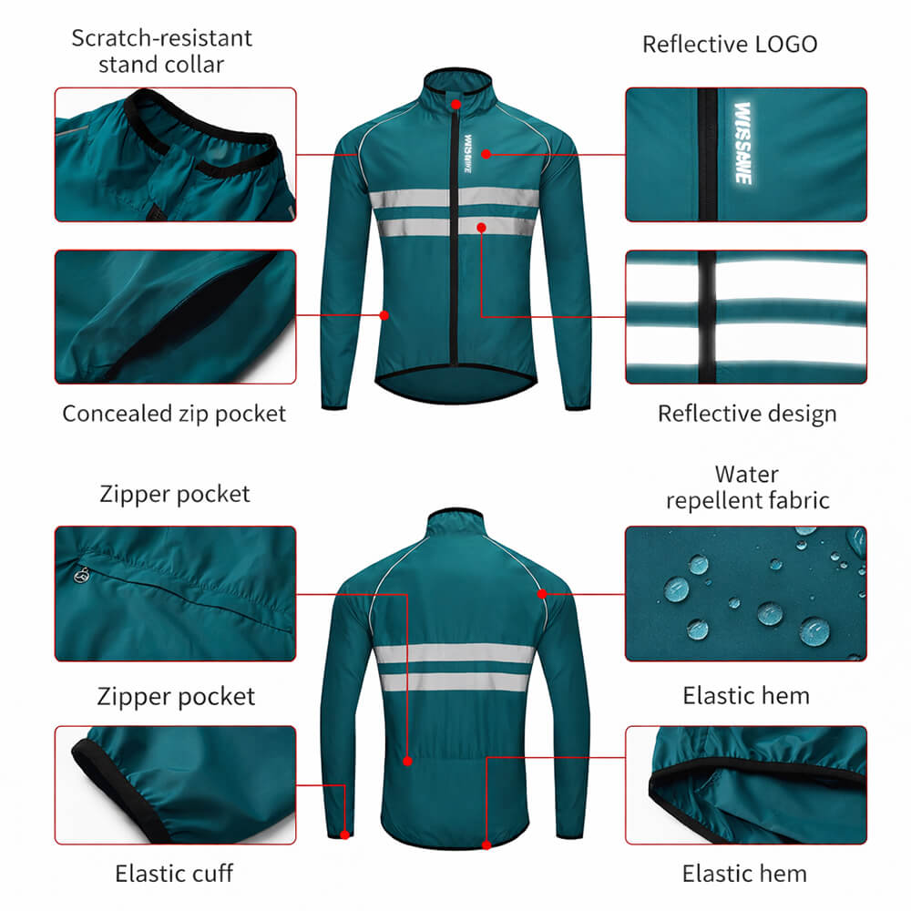 Men’s Cycling Jacket – Windproof, Water-Repellent & Reflective Outdoor Windbreaker