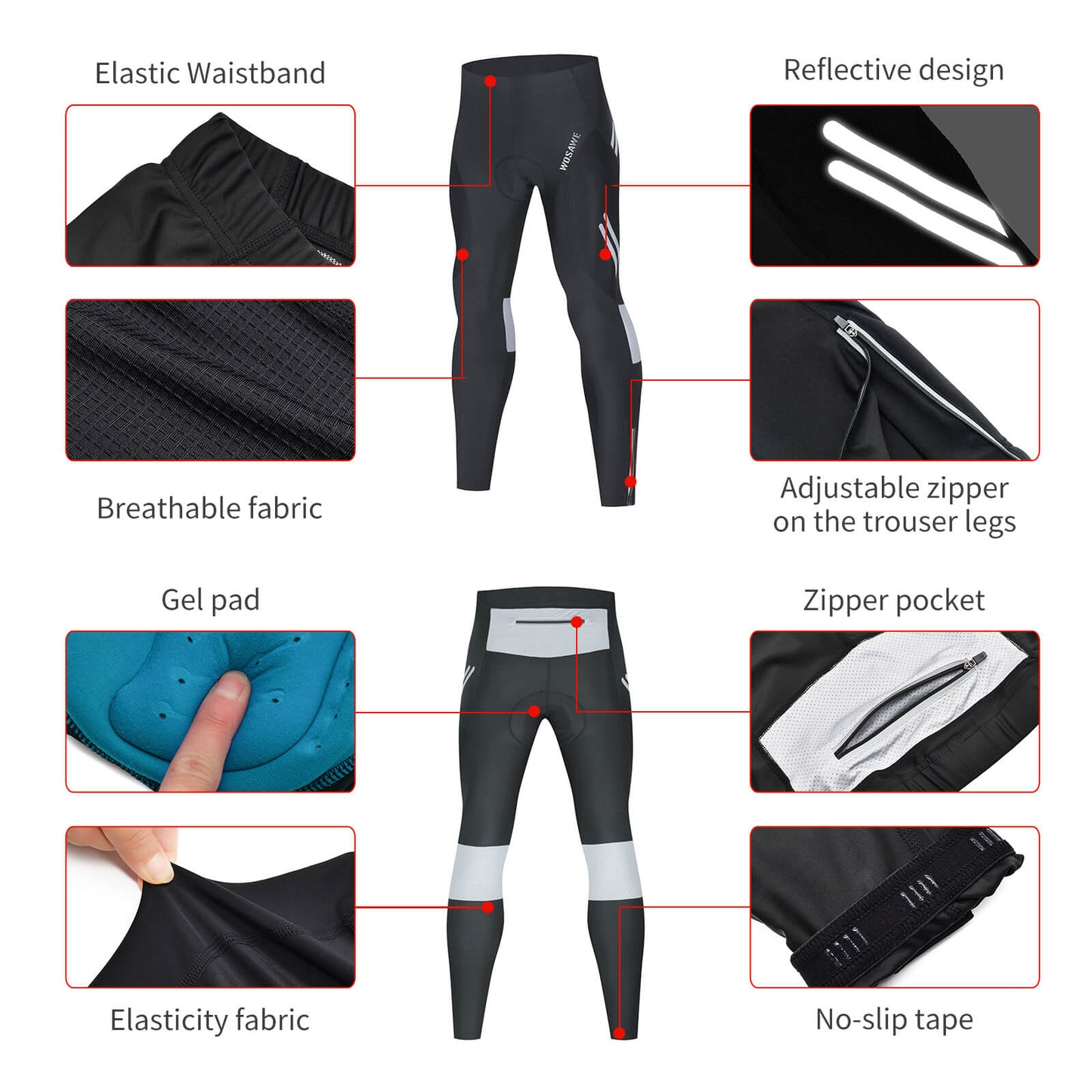 Men’s Cycling Pants – 4D Padded Road Bike Tights