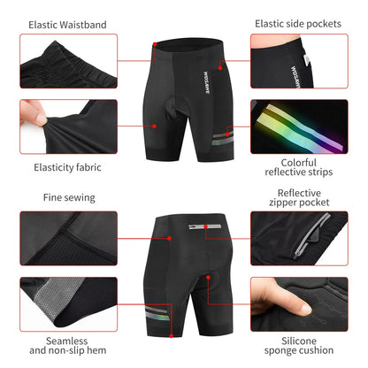 Men’s Cycling Tights – Stretch Fit, Silicone Cushion, Reflective & Anti-Slip for Road Riding