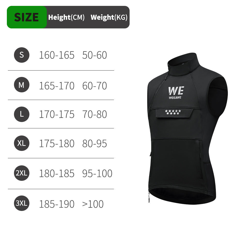 Men’s Cycling Vest – Fleece Lined, Windproof & Waterproof Winter Sleeveless Jacket