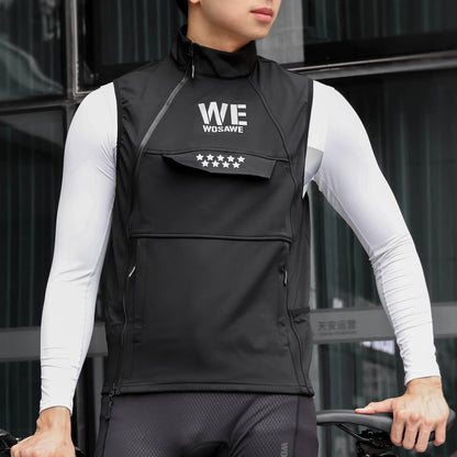 Men’s Cycling Vest – Fleece Lined, Windproof & Waterproof Winter Sleeveless Jacket