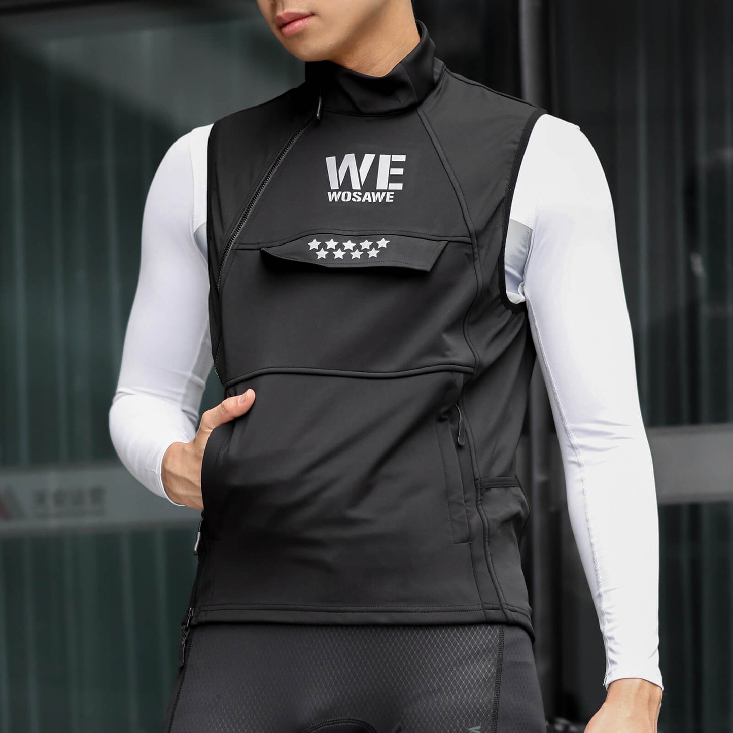 Men’s Cycling Vest – Fleece Lined, Windproof & Waterproof Winter Sleeveless Jacket