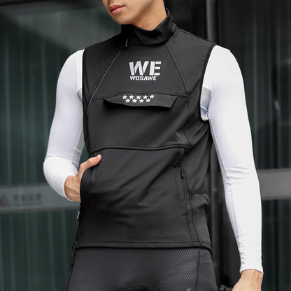 Men’s Cycling Vest – Fleece Lined, Windproof & Waterproof Winter Sleeveless Jacket