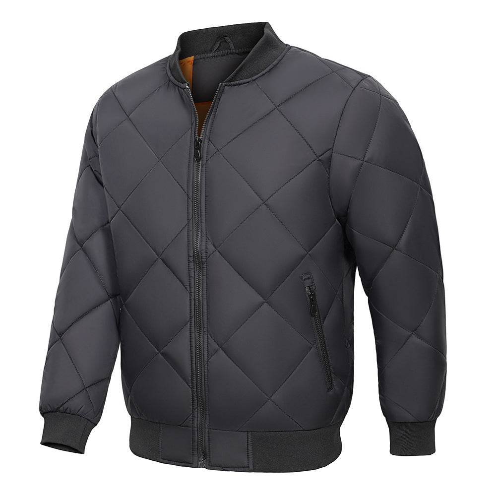 Men's Diamond Quilted Flight Jacket | Winter Warm Padded Varsity Coat