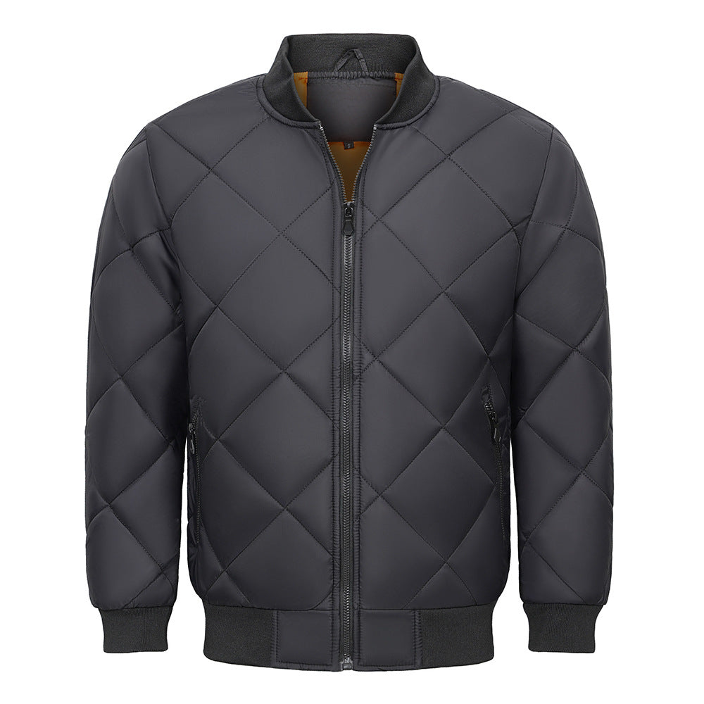 Men's Diamond Quilted Flight Jacket | Winter Warm Padded Varsity Coat