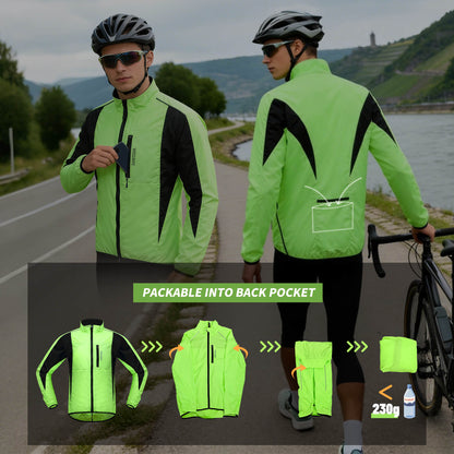 Lightweight Cycling Jacket – Windproof & Water-Repellent Reflective Windbreaker