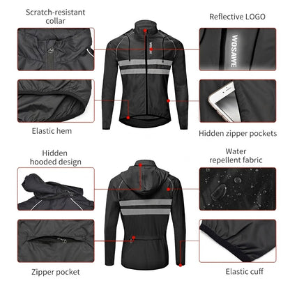 Men’s Lightweight Hooded Cycling Jacket – Breathable & Windproof