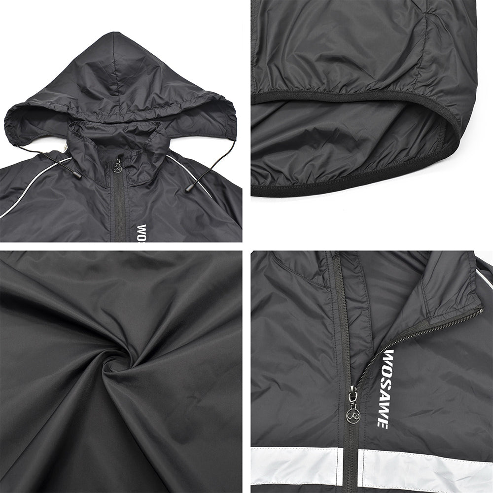 Men’s Lightweight Hooded Cycling Jacket – Breathable & Windproof