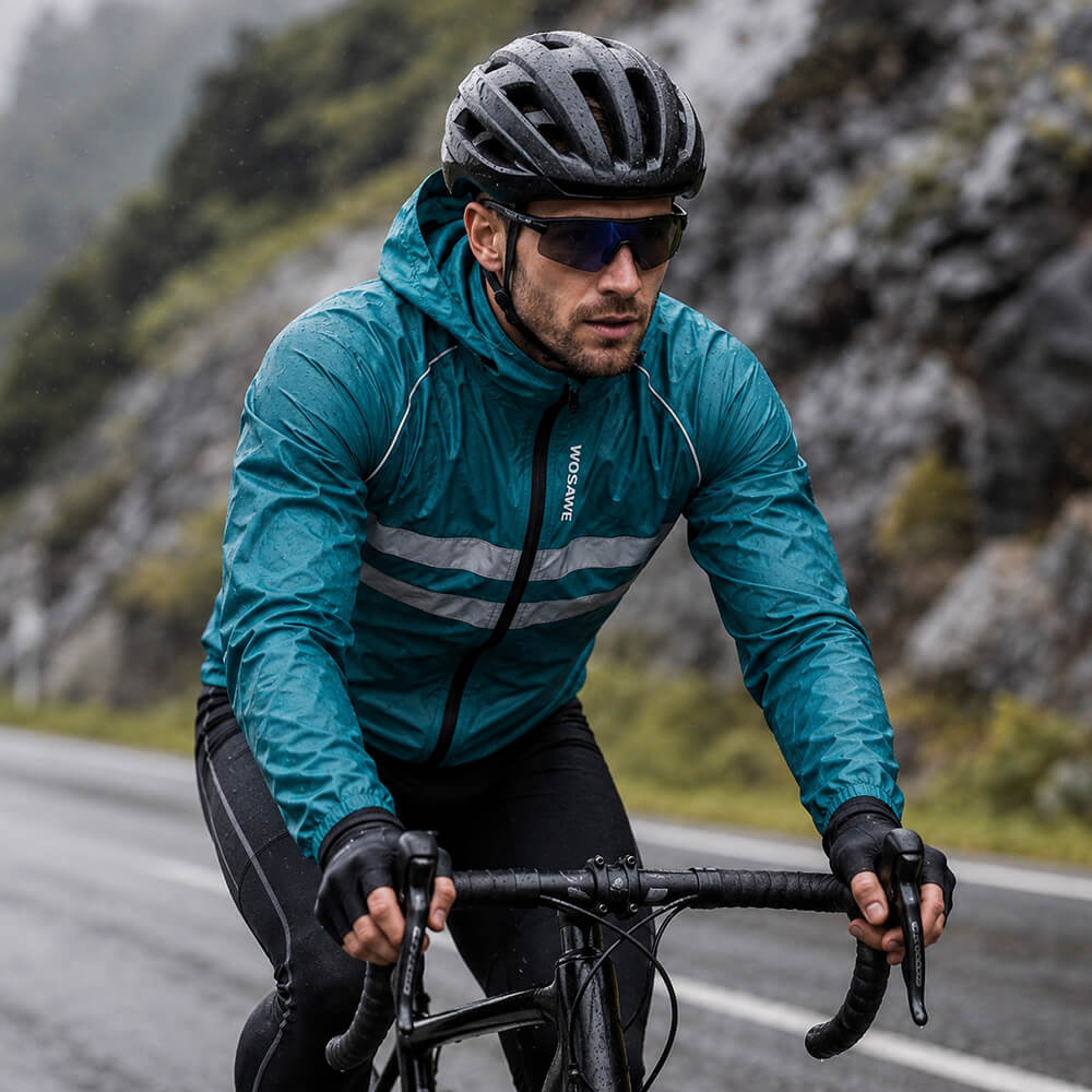 Men’s Lightweight Hooded Cycling Jacket – Breathable & Windproof
