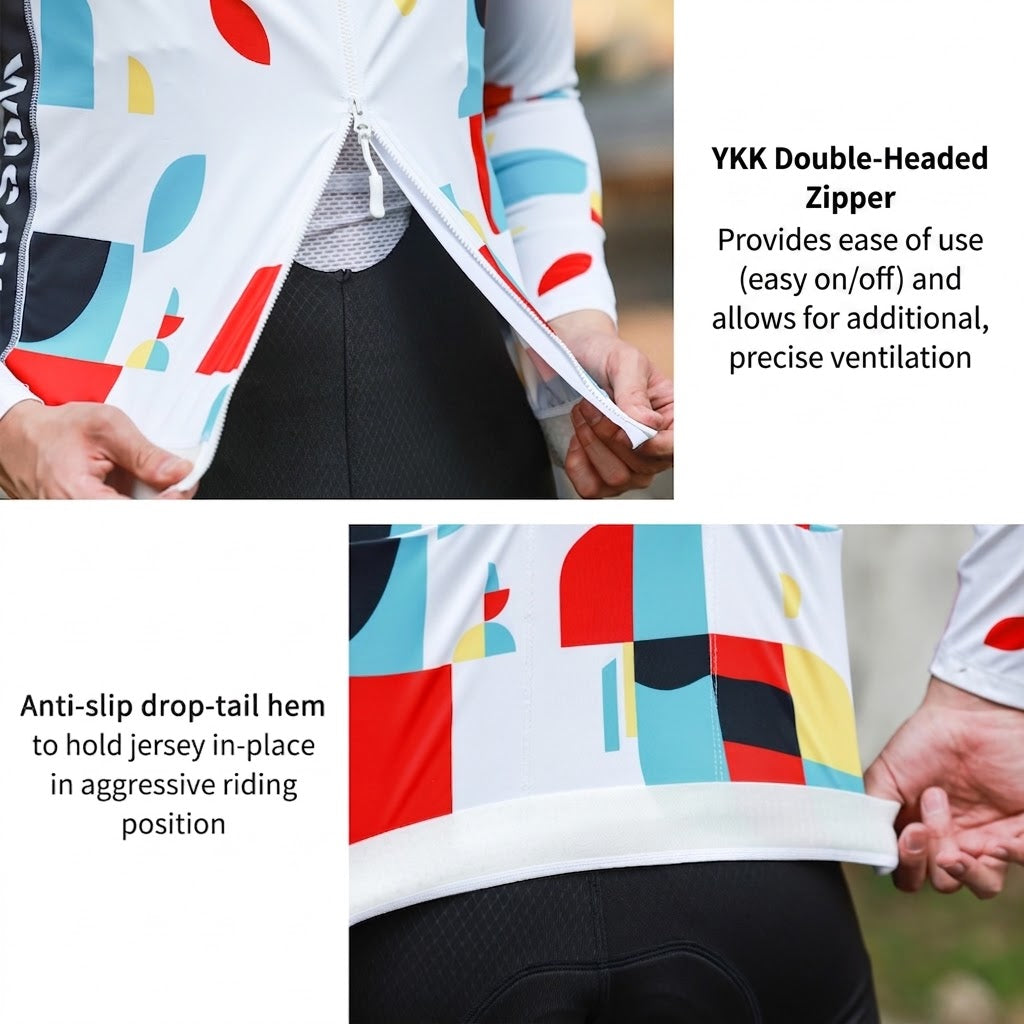 Men’s Long-Sleeve Cycling Jersey with 3 Rear Pockets – Lightweight, Breathable and Quick-Drying