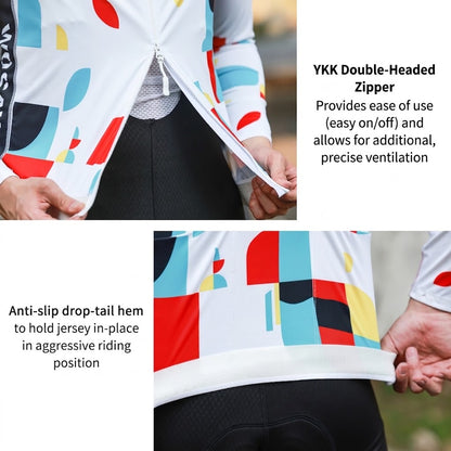 Men’s Long-Sleeve Cycling Jersey with 3 Rear Pockets – Lightweight, Breathable and Quick-Drying