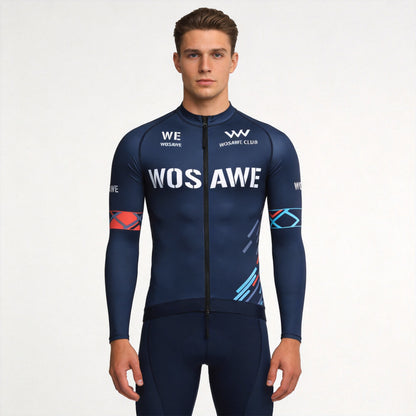 Men’s Long-Sleeve Cycling Jersey with 3 Rear Pockets – Lightweight, Breathable and Quick-Drying