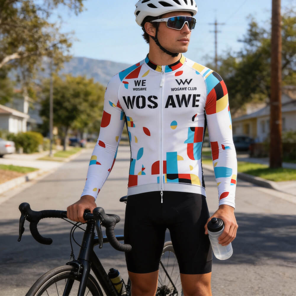 Men’s Long-Sleeve Cycling Jersey with 3 Rear Pockets – Lightweight, Breathable and Quick-Drying
