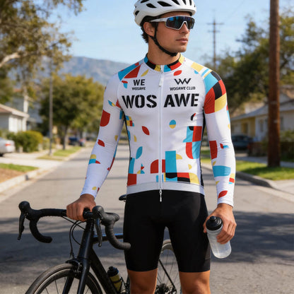 Men’s Long-Sleeve Cycling Jersey with 3 Rear Pockets – Lightweight, Breathable and Quick-Drying