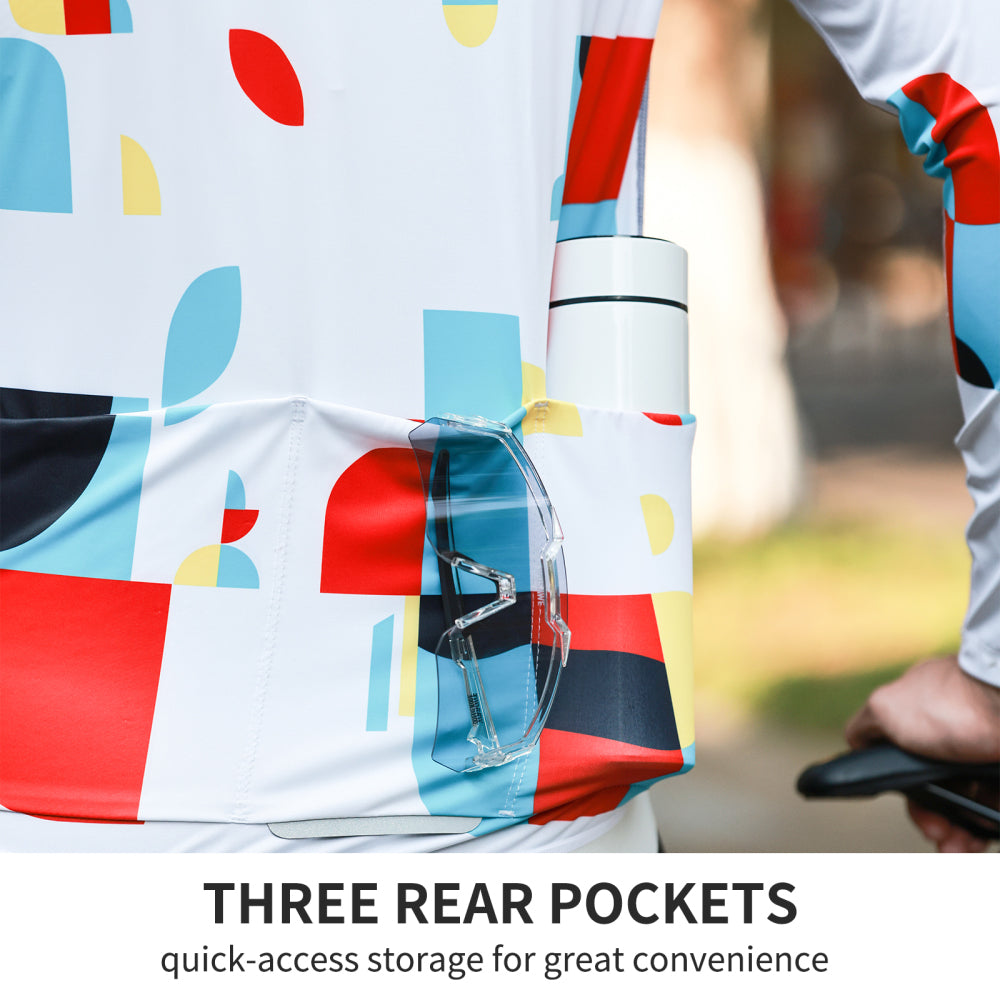 Men’s Long-Sleeve Cycling Jersey with 3 Rear Pockets – Lightweight, Breathable and Quick-Drying