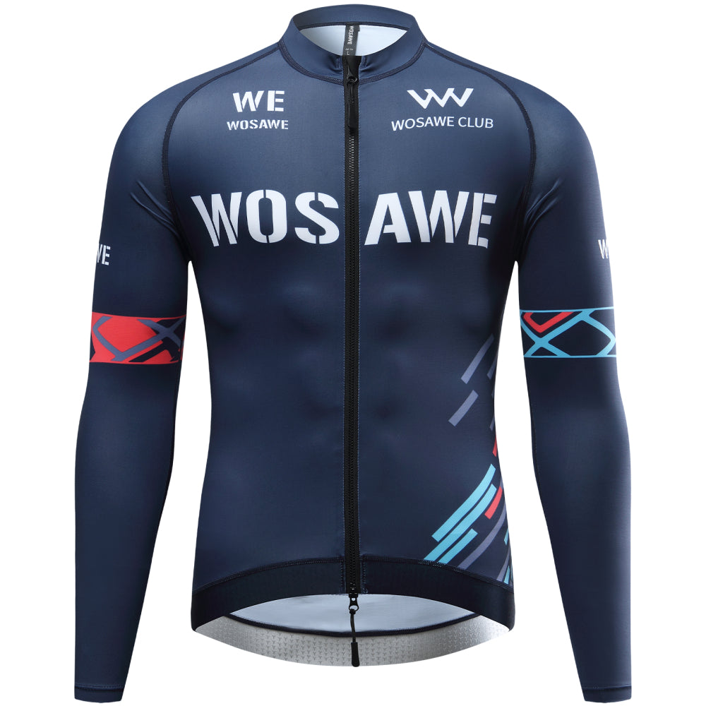 Men’s Long-Sleeve Cycling Jersey with 3 Rear Pockets – Lightweight, Breathable and Quick-Drying