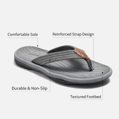 Men’s Arch Support Flip Flops – Comfortable Non-Slip Beach Sandals