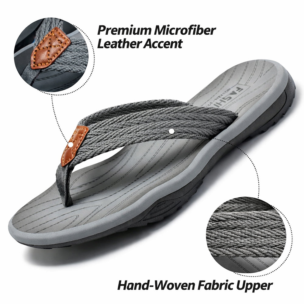 Men’s Arch Support Flip Flops – Comfortable Non-Slip Beach Sandals