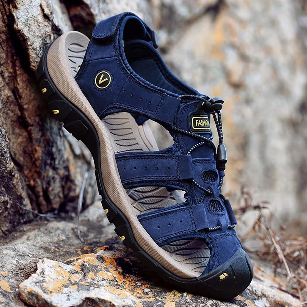 Men’s Outdoor Closed-Toe Hiking Sandals with Arch Support & Toe Protection