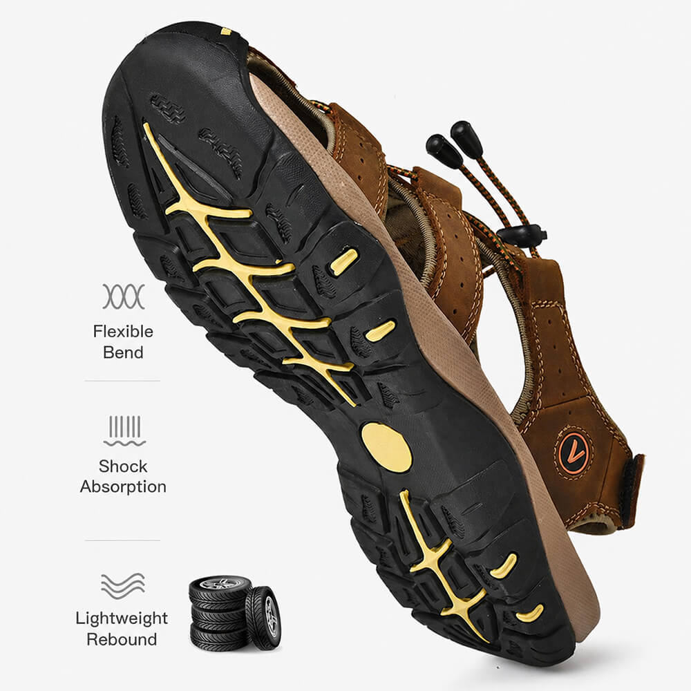 Men’s Outdoor Closed-Toe Hiking Sandals with Arch Support & Toe Protection