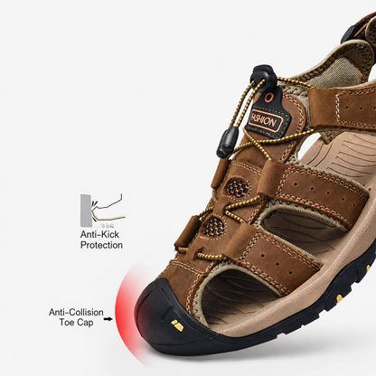Men’s Outdoor Closed-Toe Hiking Sandals with Arch Support & Toe Protection
